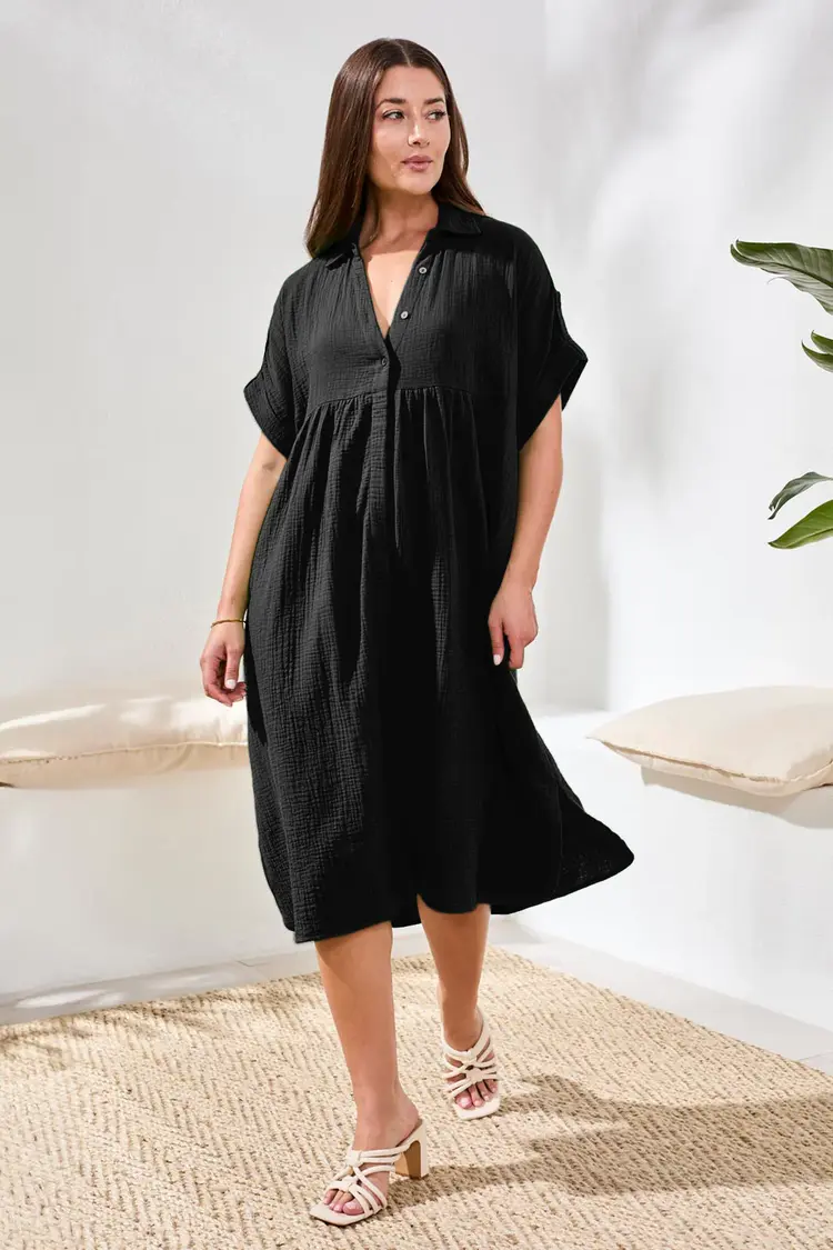 Tribal Tribal Flowy Shirt Dress W/ Hidden Placket 6054O