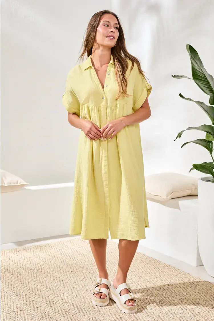 Tribal Tribal Flowy Shirt Dress W/ Hidden Placket 6054O