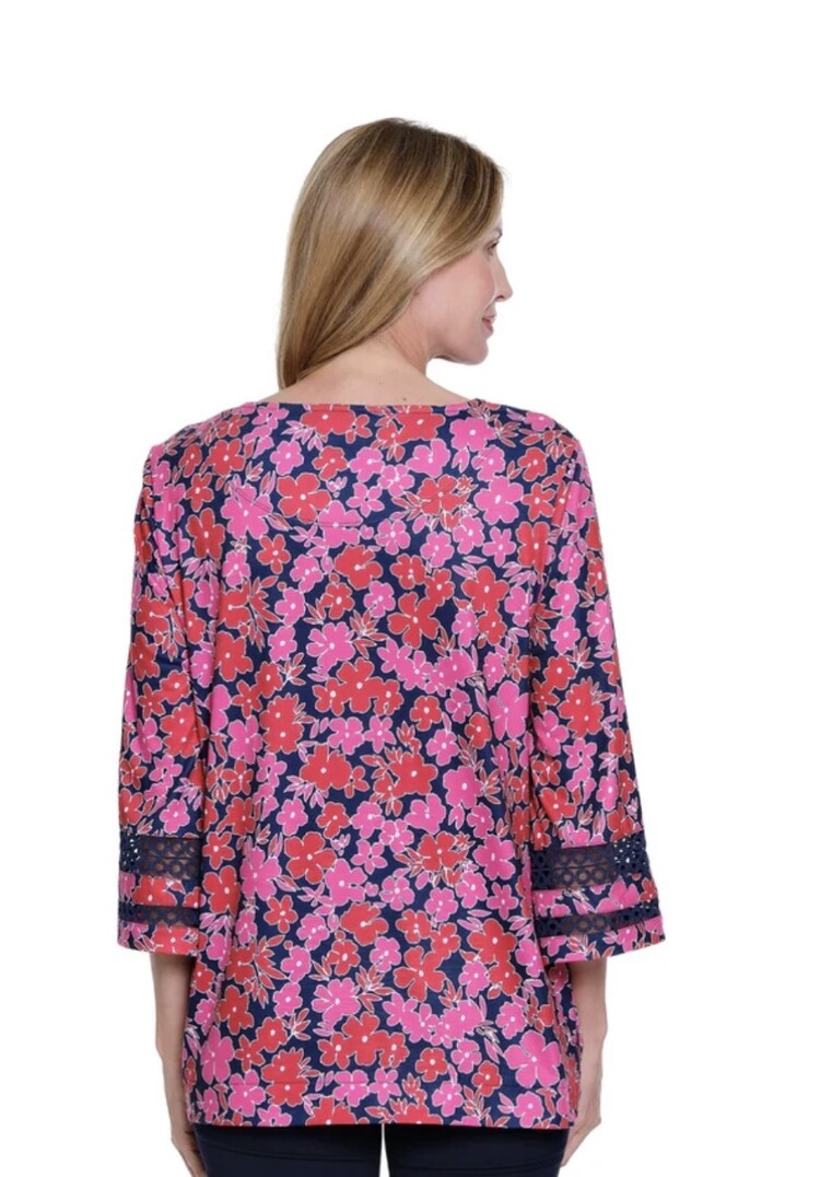 Multiples Multiples Wide Neck Top W/ Lace M16608TM