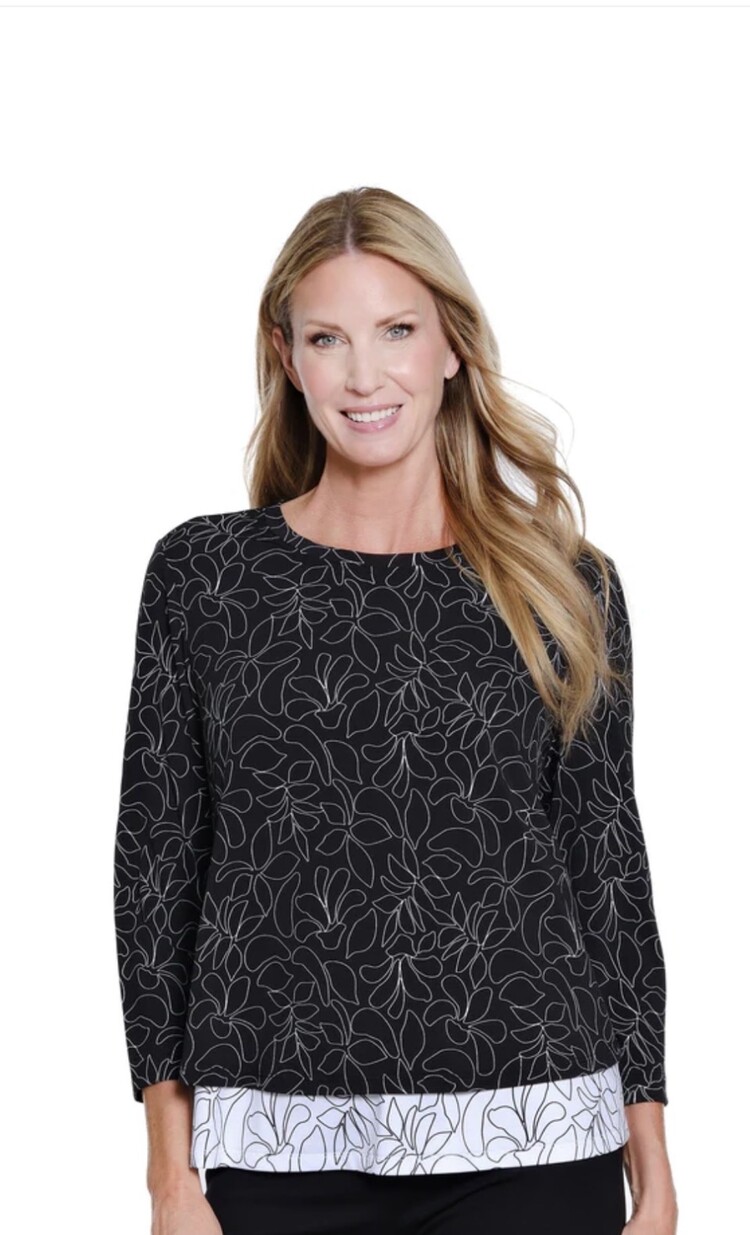 Multiples Multiples Scoop Neck Layered Top M16410MT