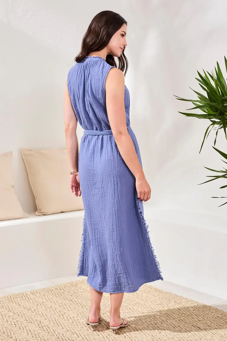 Tribal Tribal Maxi Dress w/ Long Slit & Sash 6056O