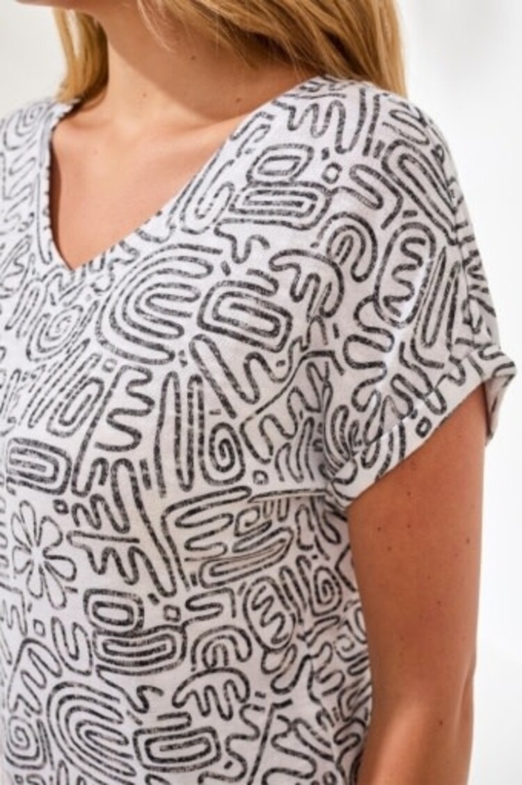 Tribal CAP SLEEVE WEAR 2 WAYS BOAT OR V-NK TOP -GARDENIA