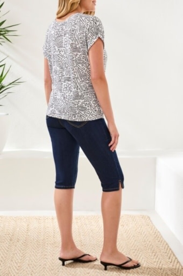 Tribal CAP SLEEVE WEAR 2 WAYS BOAT OR V-NK TOP -GARDENIA