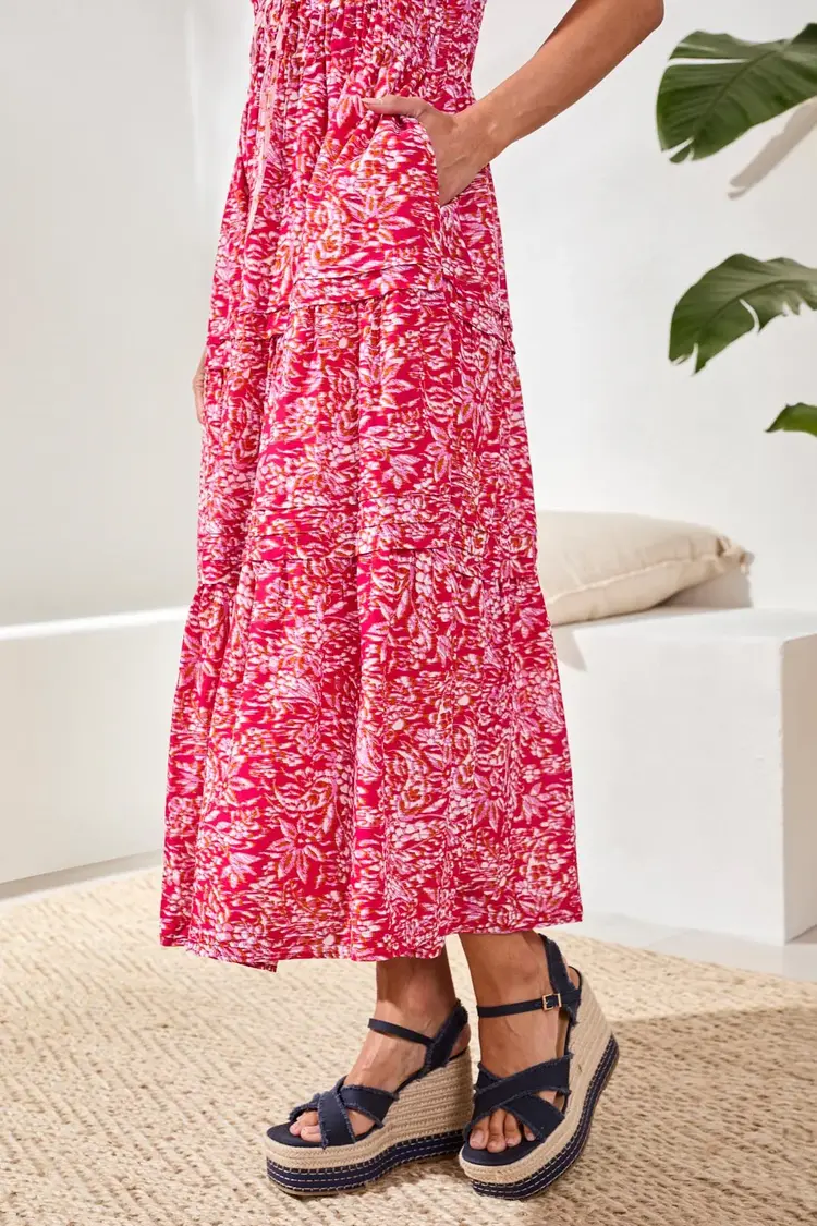 Tribal Tribal Lined Maxi Dress W/Waist Drawcord 971O