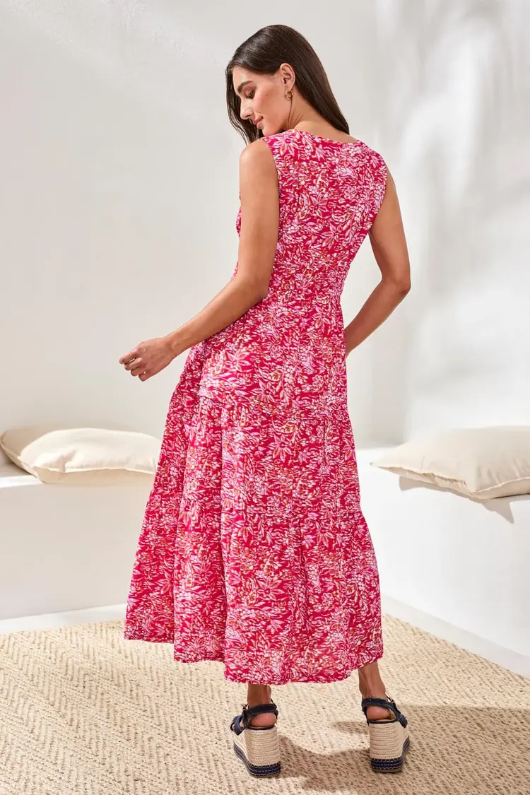 Tribal Tribal Lined Maxi Dress W/Waist Drawcord 971O