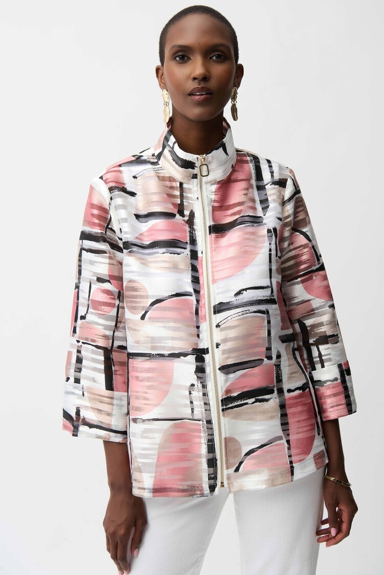 Joseph Ribkoff Joseph Ribkoff Organza Jacquard Abstract Print Boxy Jacket 261052