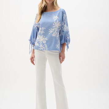 Joseph Ribkoff Joseph Ribkoff Woven Seersucker Floral Print Trapeze Top 262067