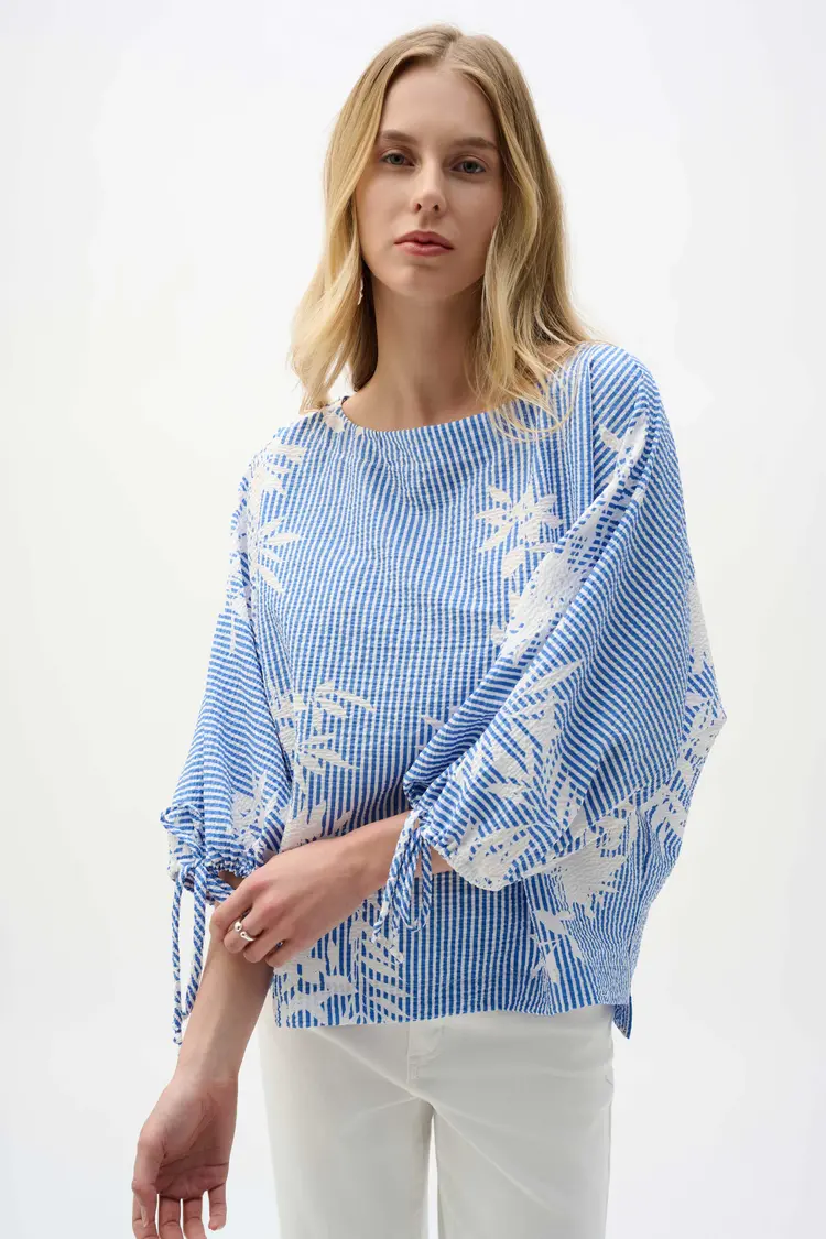 Joseph Ribkoff Joseph Ribkoff Woven Seersucker Floral Print Trapeze Top 262067