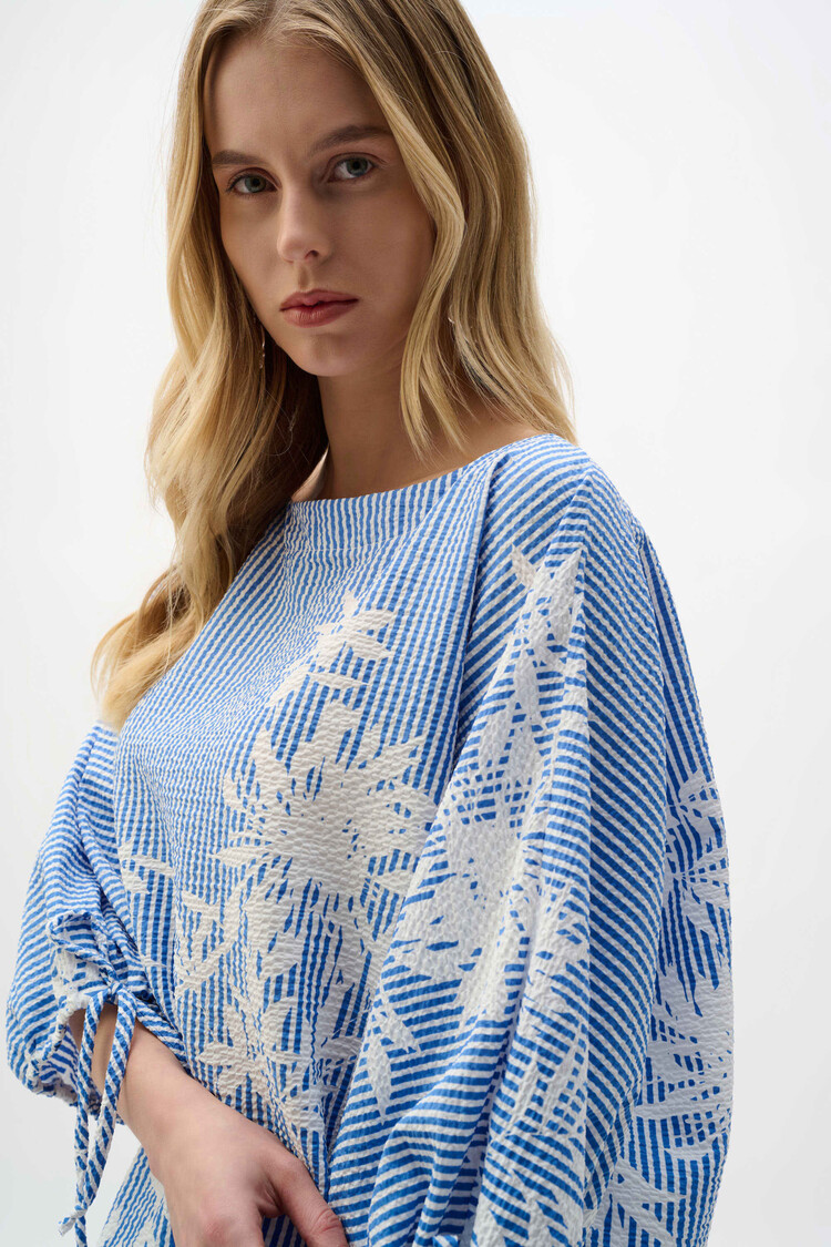 Joseph Ribkoff Joseph Ribkoff Woven Seersucker Floral Print Trapeze Top 262067