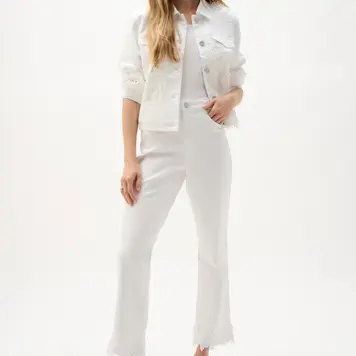 Joseph Ribkoff Joseph Ribkoff Featherweave™ Denim Straight Crop Jeans With Lace Appliqué 262938