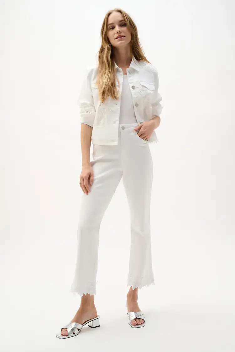 Joseph Ribkoff Joseph Ribkoff Featherweave™ Denim Straight Crop Jeans With Lace Appliqué 262938