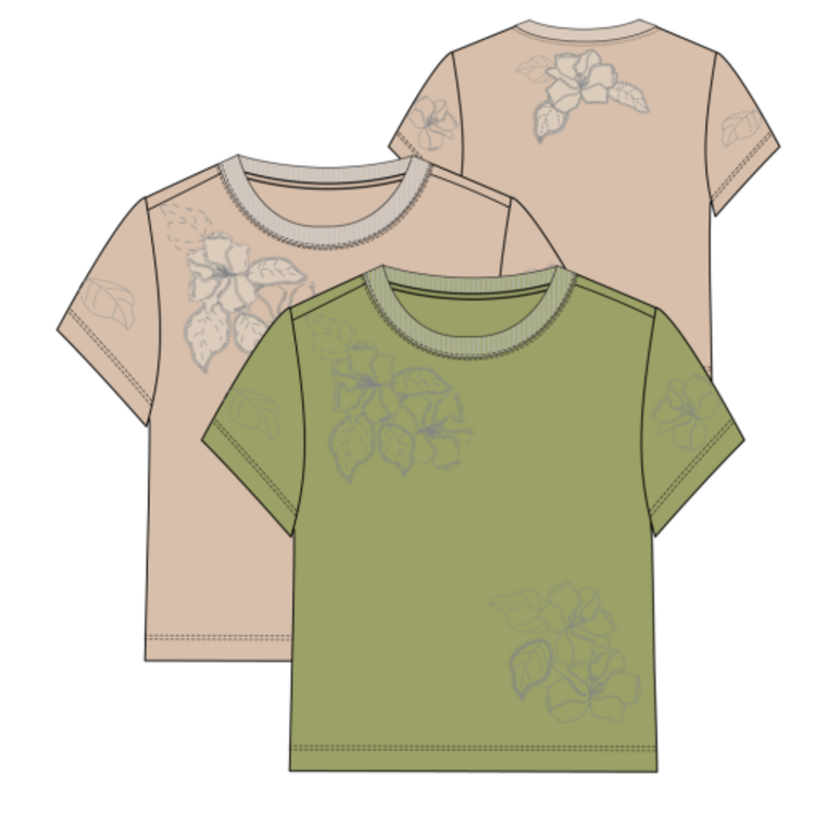Tribal Tribal Short Sleeve Crew Neck Embroidered Appliqué T Shirt 6132O