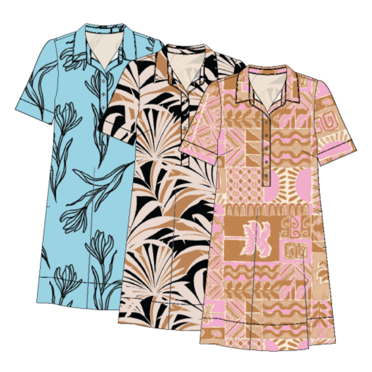 Tribal S/S 1/2 BTN PLACKET DRESS-CANVAS