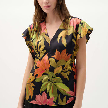 Joseph Ribkoff Joseph Ribkoff Satin Tropical Print Top With Butterfly Sleeves 262087