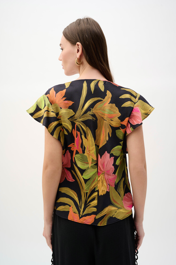 Joseph Ribkoff Joseph Ribkoff Satin Tropical Print Top With Butterfly Sleeves 262087