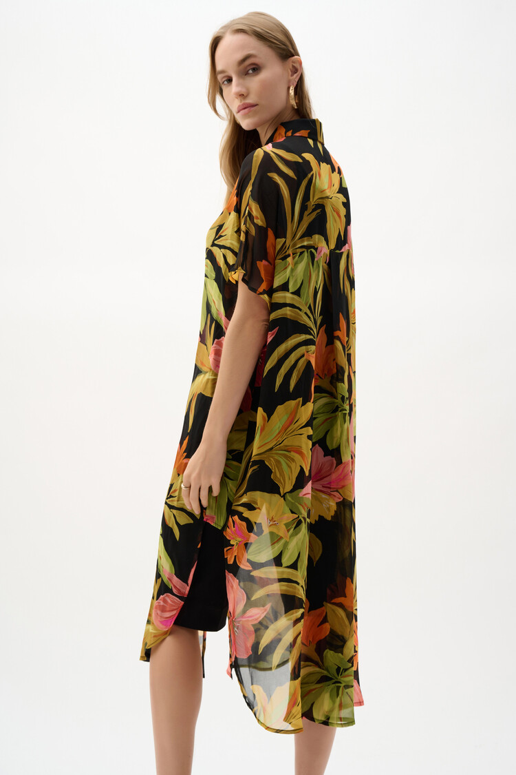 Joseph Ribkoff Joseph Ribkoff Chiffon Tropical Print Straight Blouse 262949