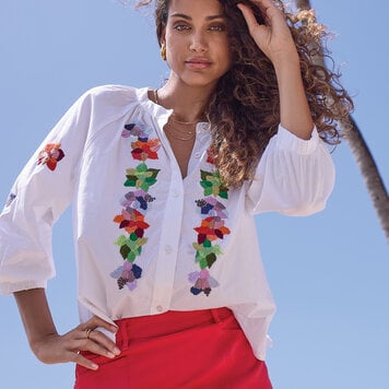 Tribal Tribal Button Front Blouse W/ Blouse 3048O