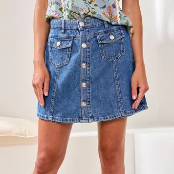 Tribal Tribal Audrey Button Down Denim Skort 6175O