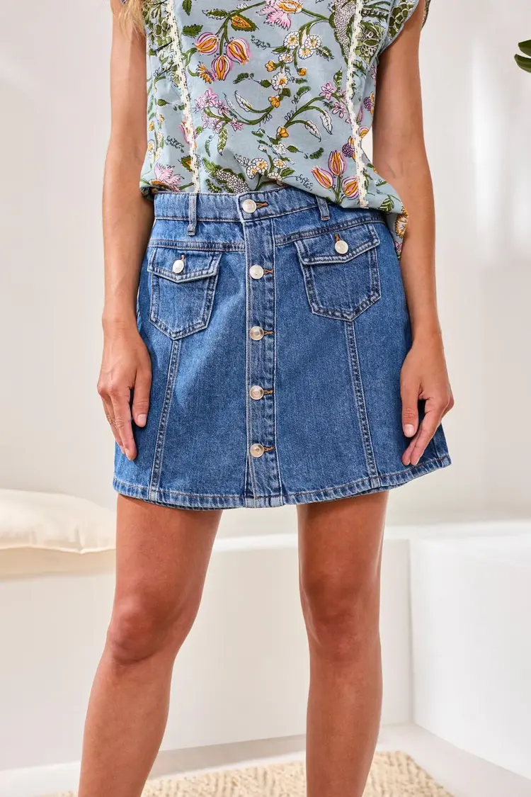 Tribal Tribal Audrey Button Down Denim Skort 6175O