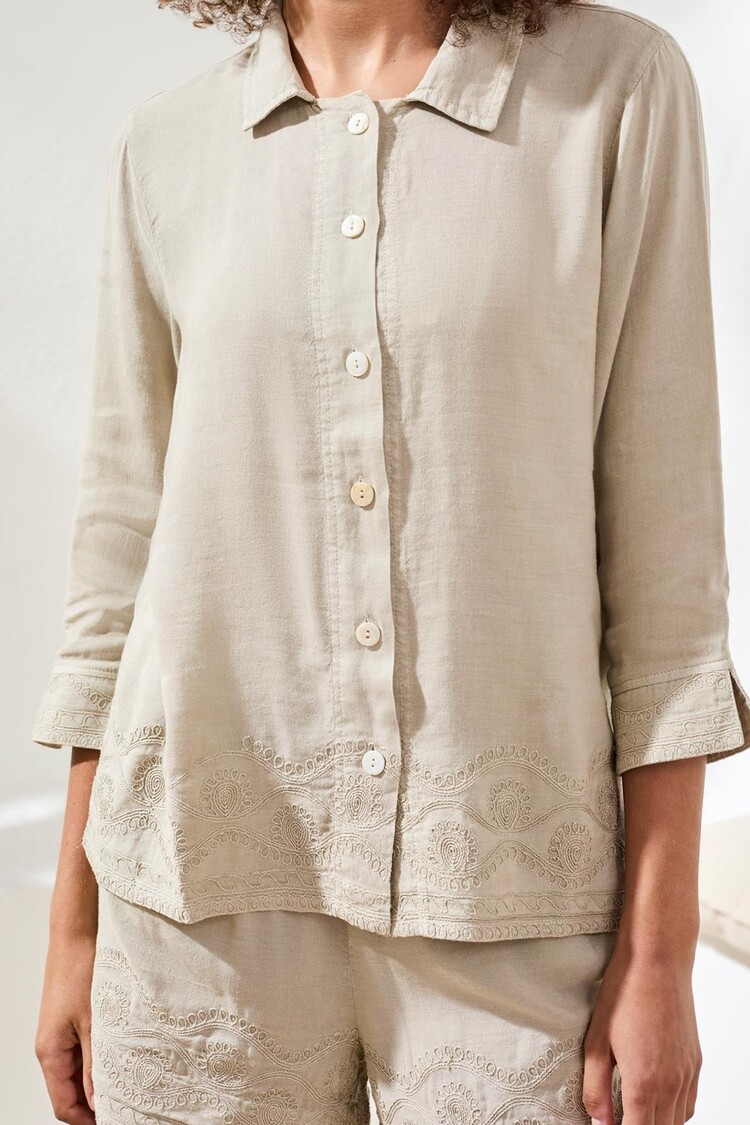 Tribal Tribal Button Up Blouse W/ Embroidery 3072O