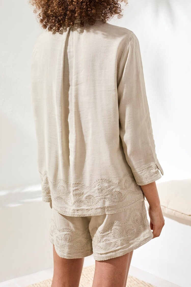 Tribal Tribal Button Up Blouse W/ Embroidery 3072O