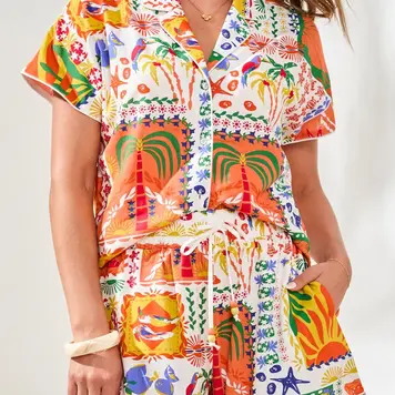 Tribal Tribal Elastic Flowy Short W/ Piping Detail 6162O