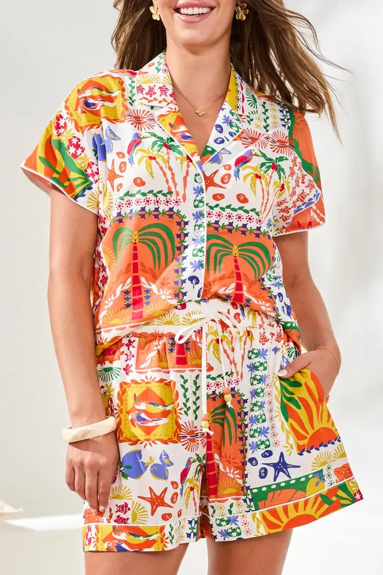 Tribal Tribal Elastic Flowy Short W/ Piping Detail 6162O