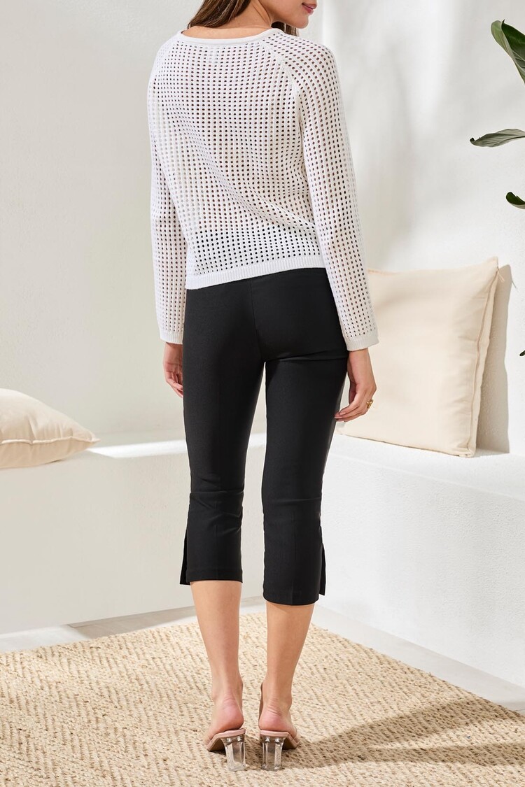 Tribal Tribal Bell Sleeve Boat Beck Open Stitch Sweater 6219O