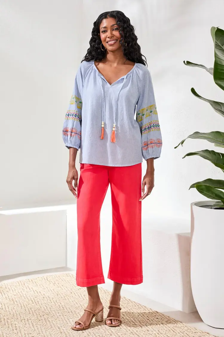 Tribal Tribal Raglan Sleeve Blouse W/ Embroidery 6198O