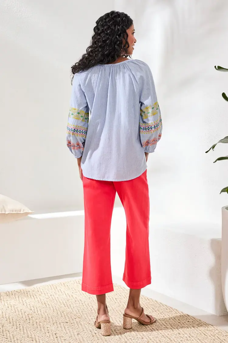 Tribal Tribal Raglan Sleeve Blouse W/ Embroidery 6198O