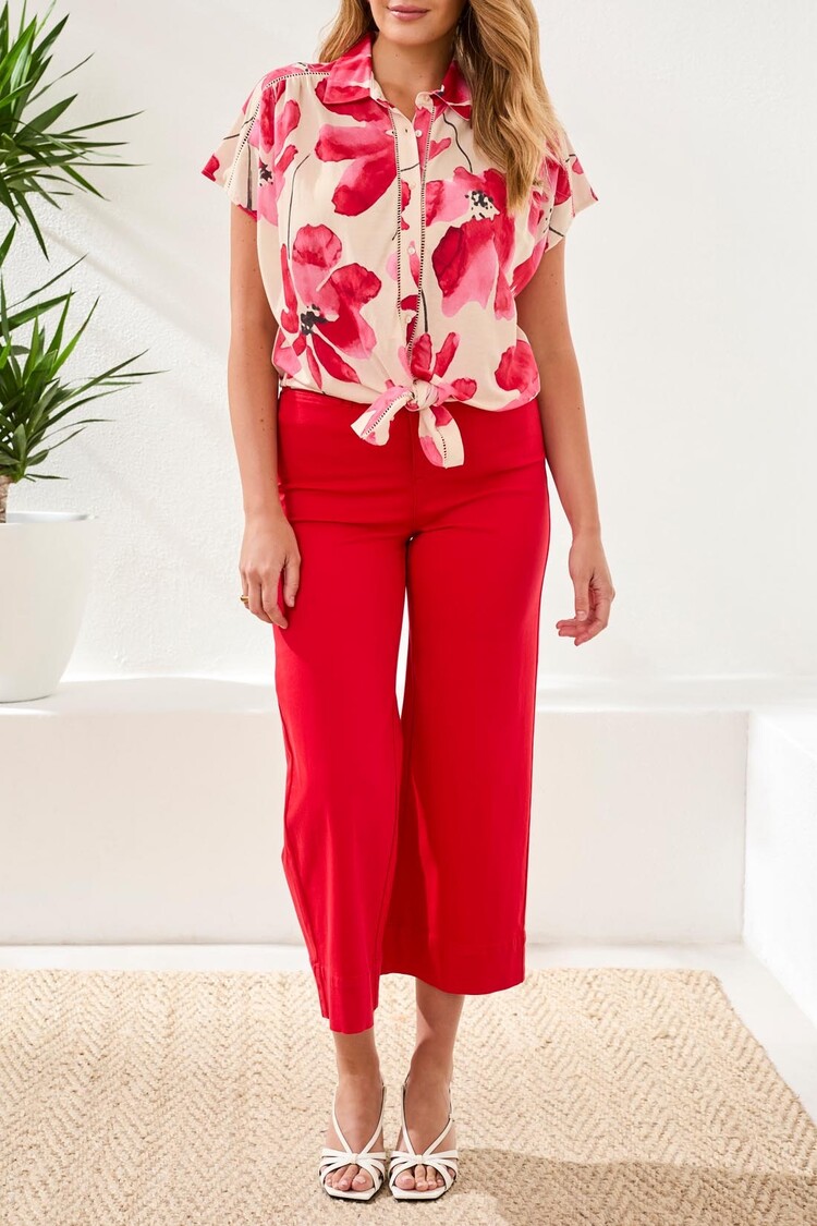 Tribal Tribal Top W/ Buttons And Tie Front 2084O