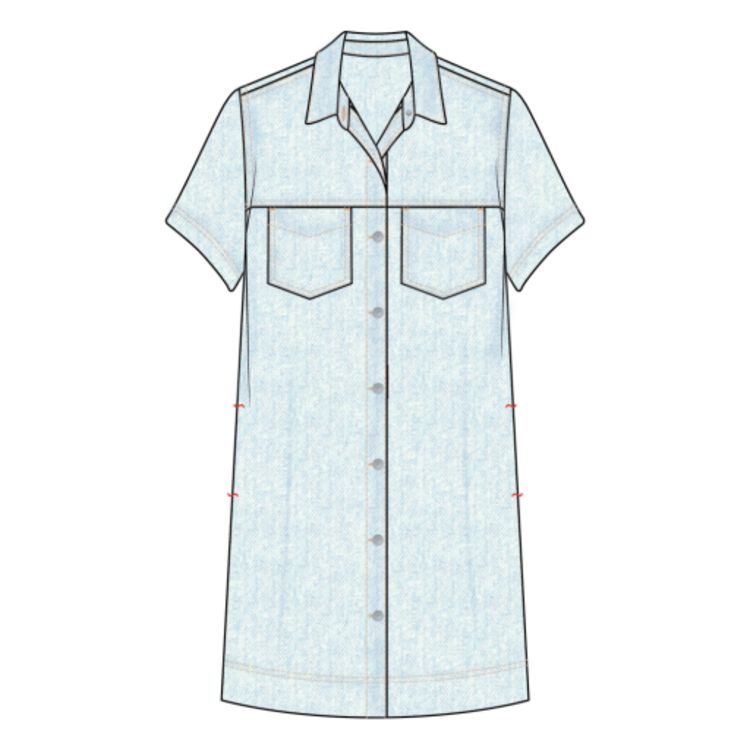 Tribal Tribal Denim Shirt Dress W/ Pockets 6143O