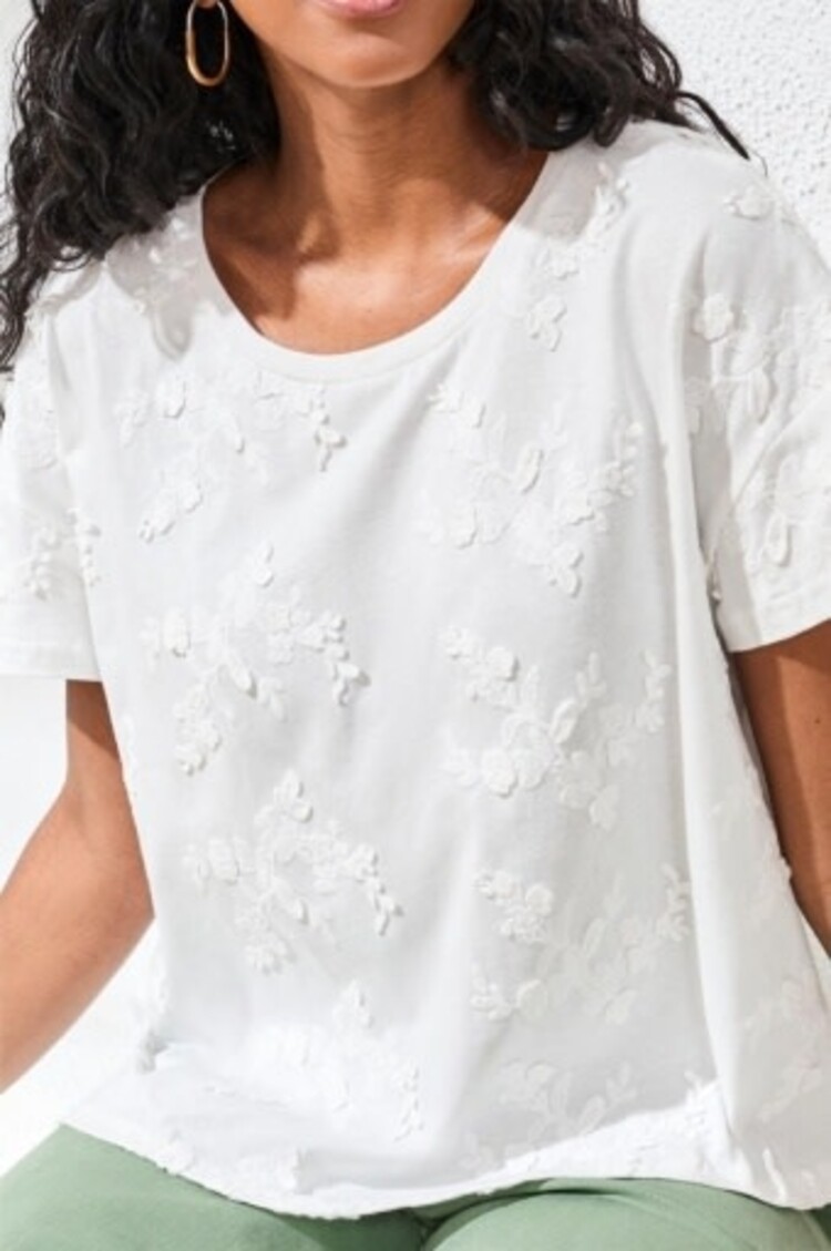 Tribal S/S CREW NECK TOP-WHITE 3085O