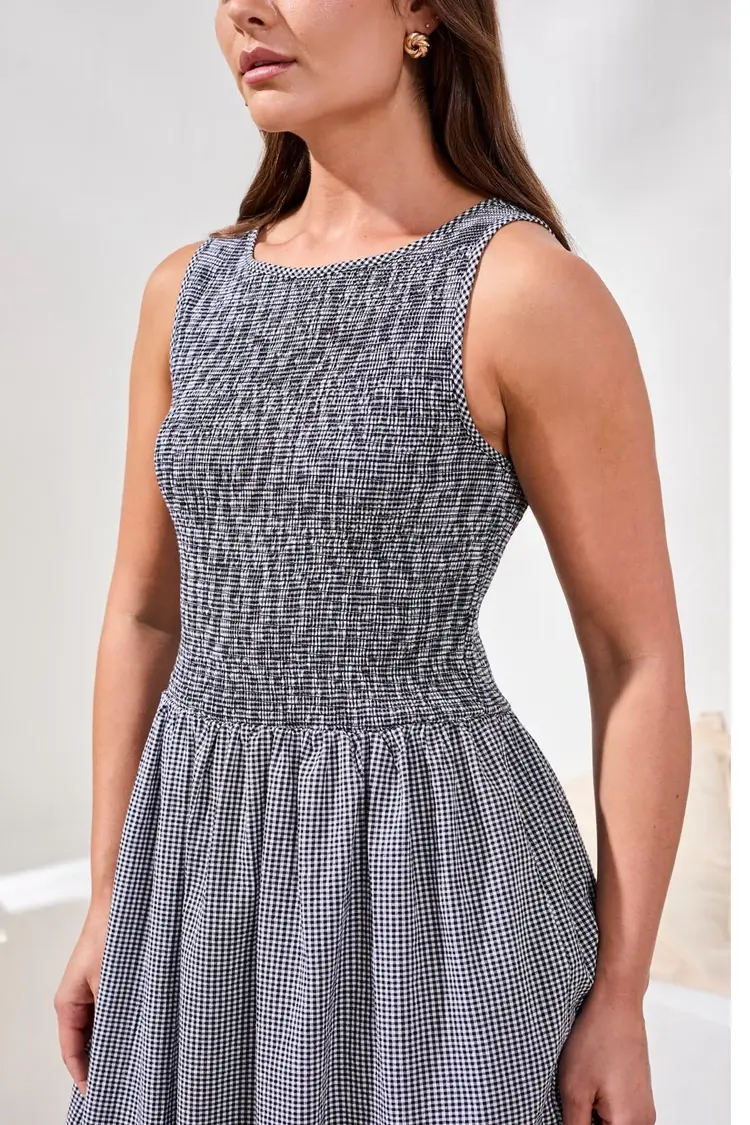 Tribal Tribal Sleeveless Dress W/ Top Shirring Detail 3042O