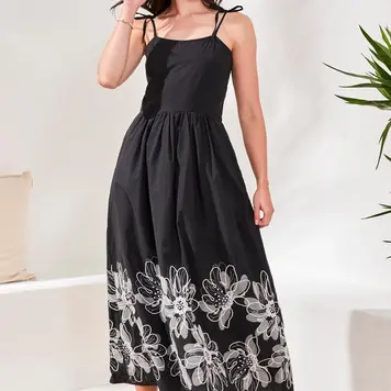 Tribal Tribal Sleeveless Dress W/Embroidery 970O