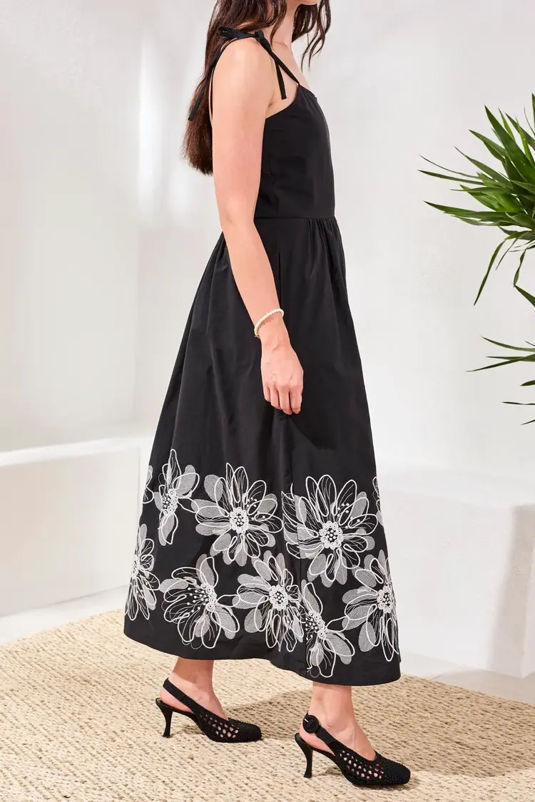 Tribal Tribal Sleeveless Dress W/Embroidery 970O