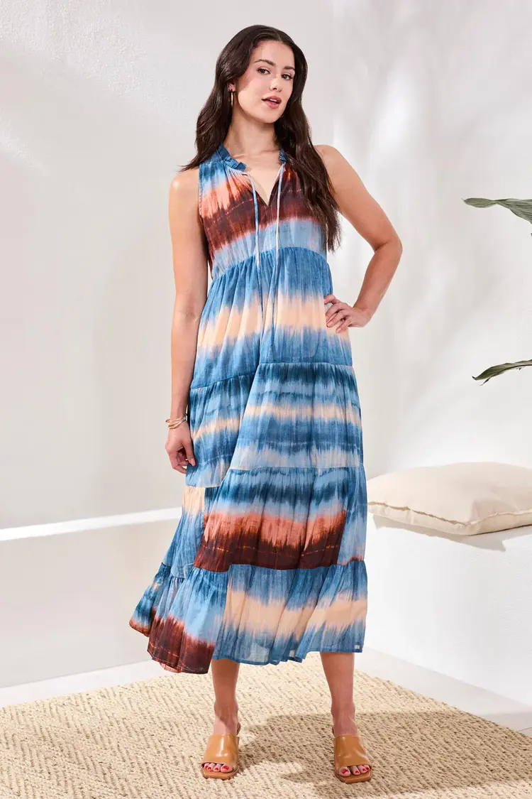 Tribal Tribal Lined Maxi Tiered Dress 974O