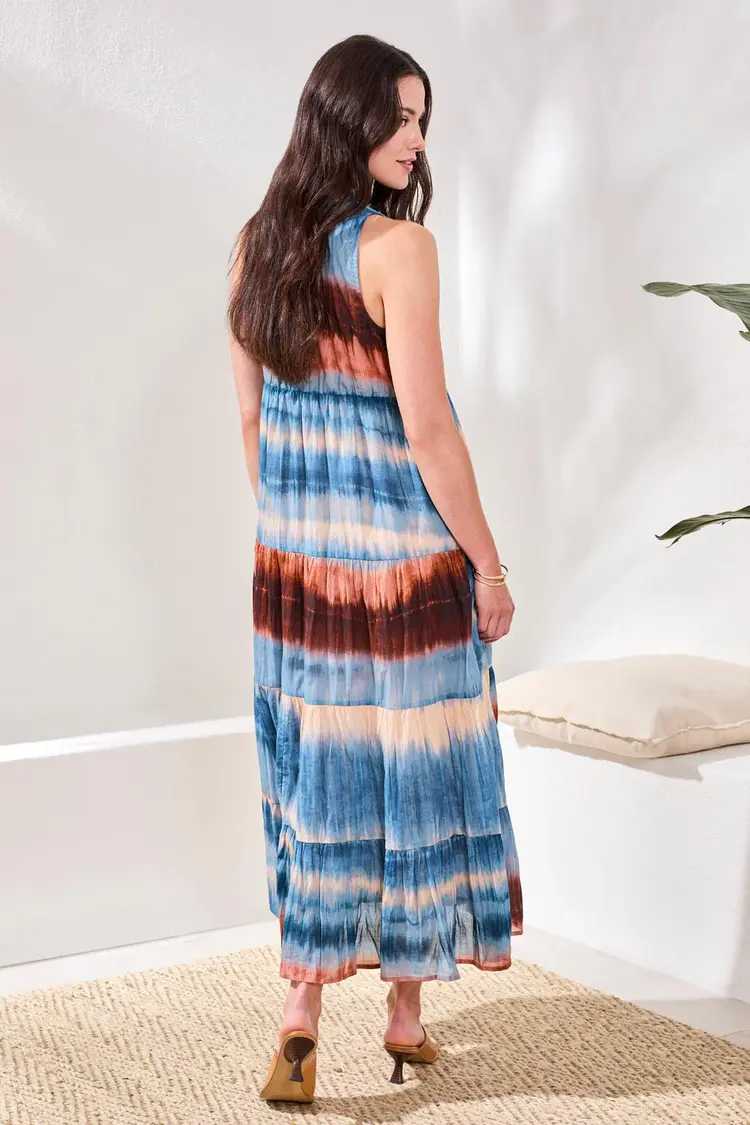 Tribal Tribal Lined Maxi Tiered Dress 974O