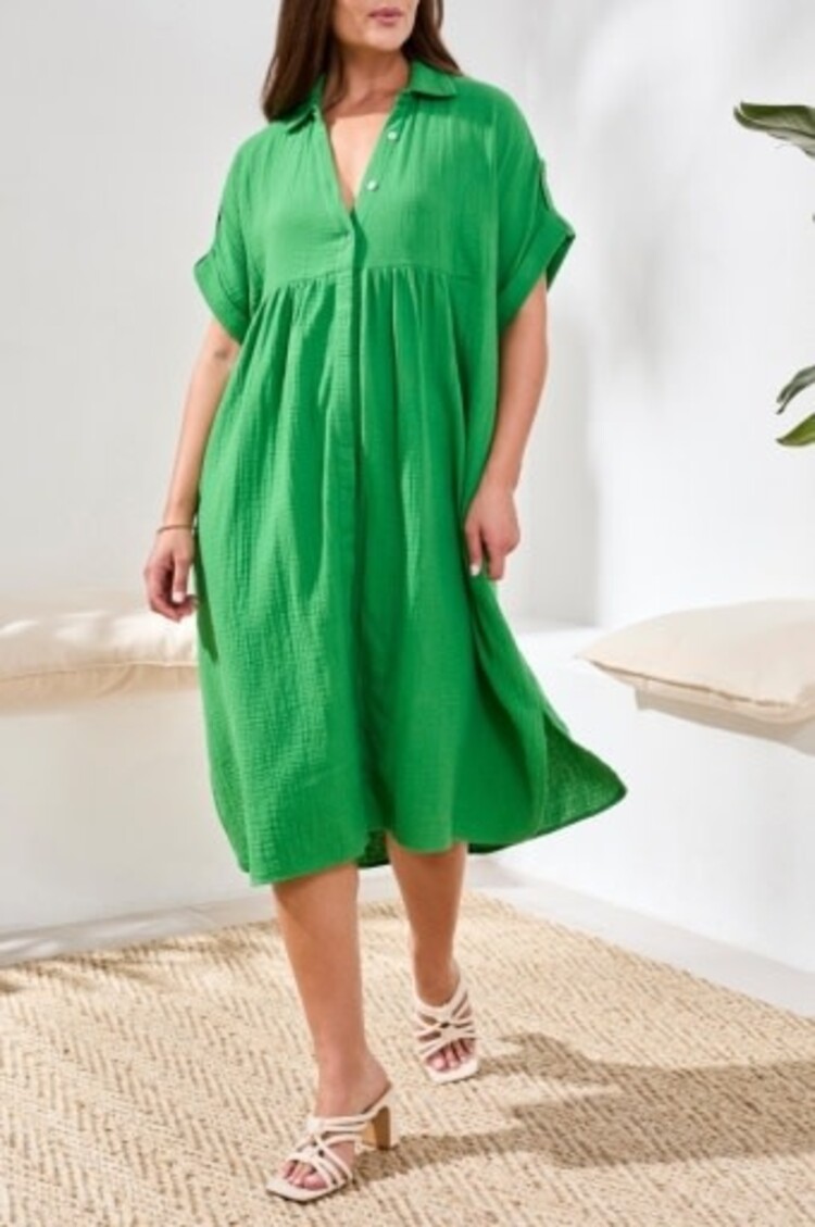 Tribal Tribal Flowy Shirt Dress W/ Hidden Placket 6054O