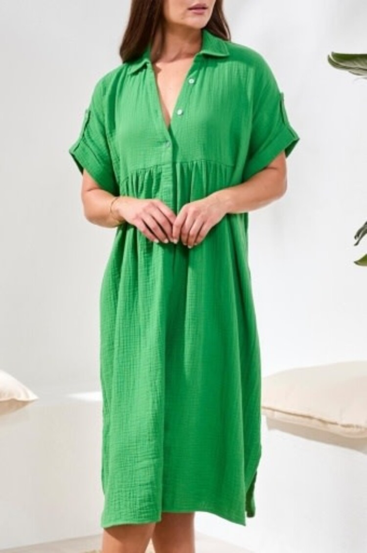 Tribal Tribal Flowy Shirt Dress W/ Hidden Placket 6054O