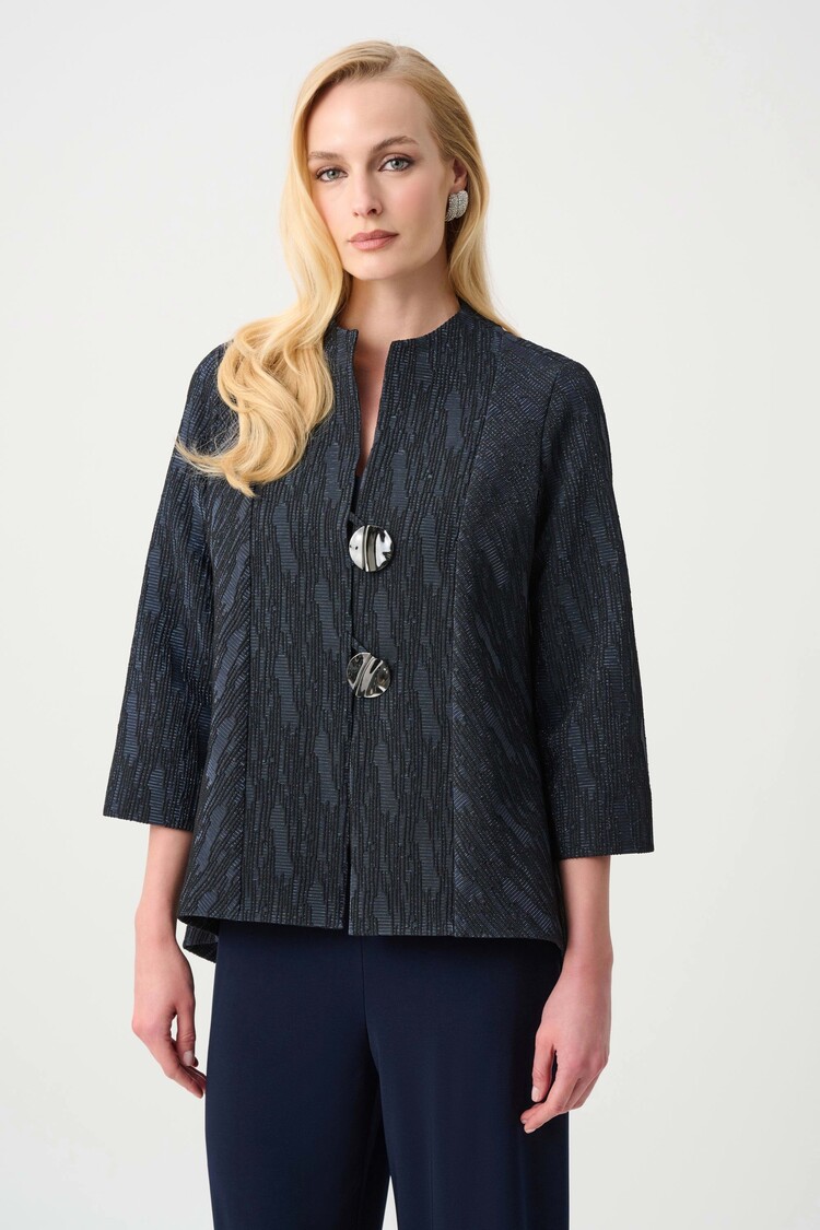 Joseph Ribkoff Joseph Ribkoff Signature | Foil-Textured Jacquard Trapeze Jacket 263725