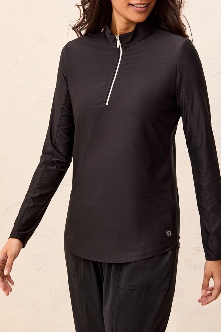 Tribal Tribal 4994O Long Sleeve Zip Up Mock Neck Top with Moisture Wicking and SPF protection