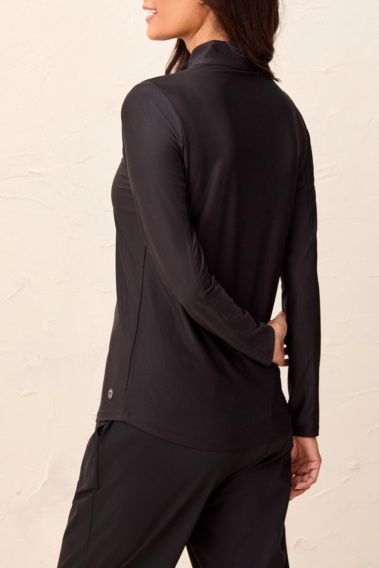 Tribal Tribal 4994O Long Sleeve Zip Up Mock Neck Top with Moisture Wicking and SPF protection