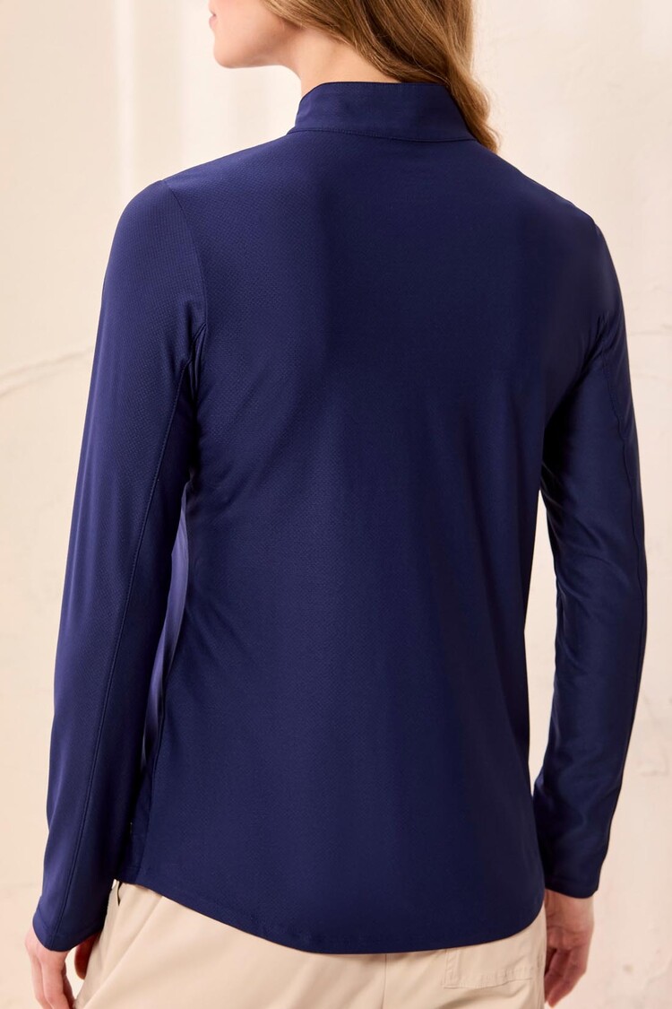 Tribal Tribal 4994O Long Sleeve Zip Up Mock Neck Top with Moisture Wicking and SPF protection