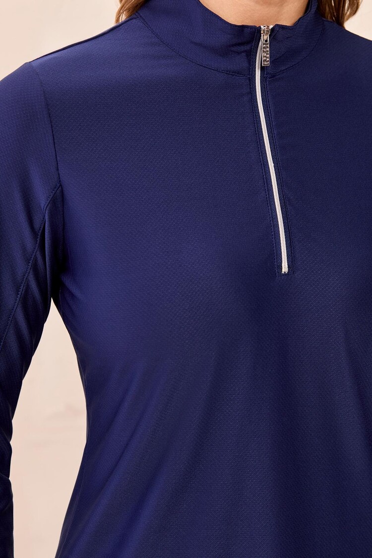 Tribal Tribal 4994O Long Sleeve Zip Up Mock Neck Top with Moisture Wicking and SPF protection