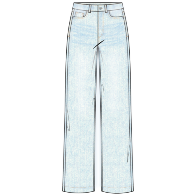 Tribal Tribal Audrey Hugging Flowy Wide Denim Pants 6181O