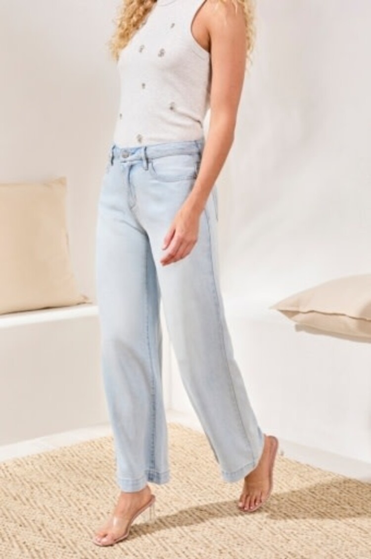 Tribal Tribal Audrey Hugging Flowy Wide Denim Pants 6181O