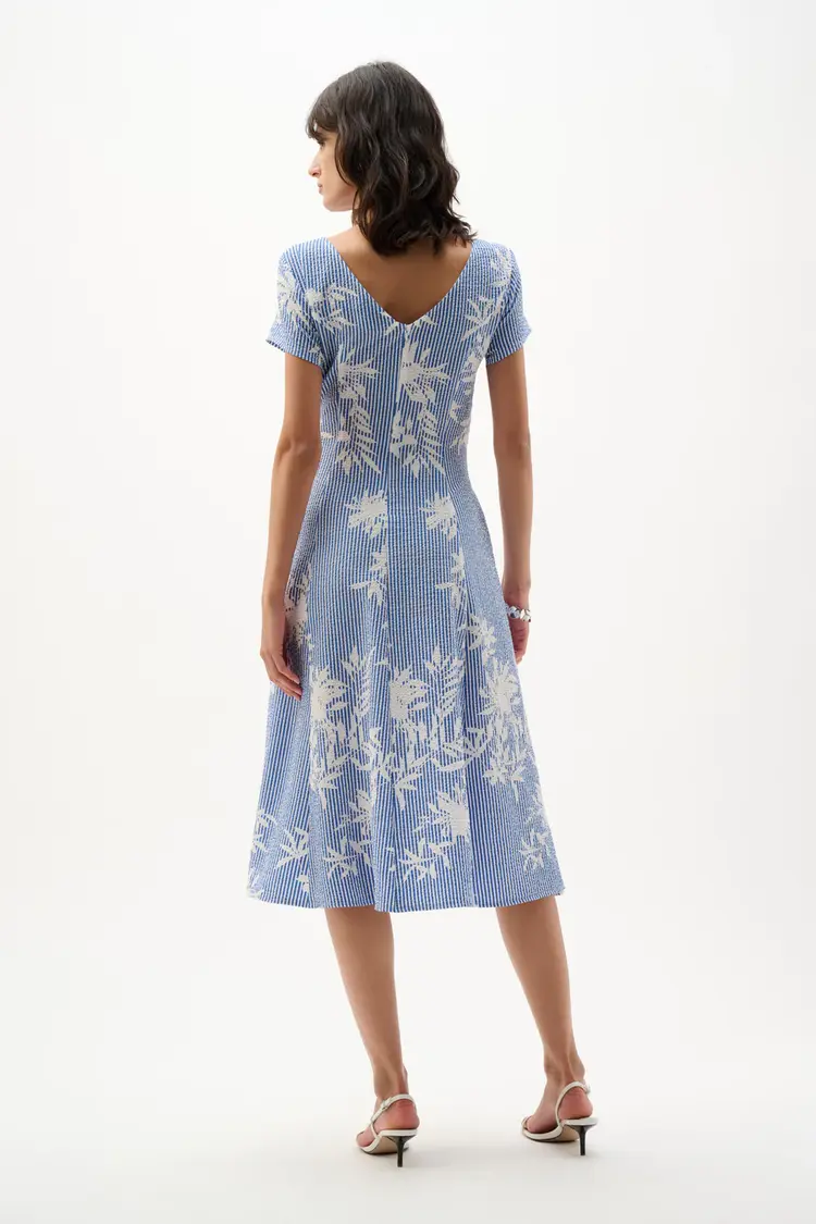 Joseph Ribkoff Joseph Ribkoff Short Sleeve Seersucker Tie Front Dress 262191
