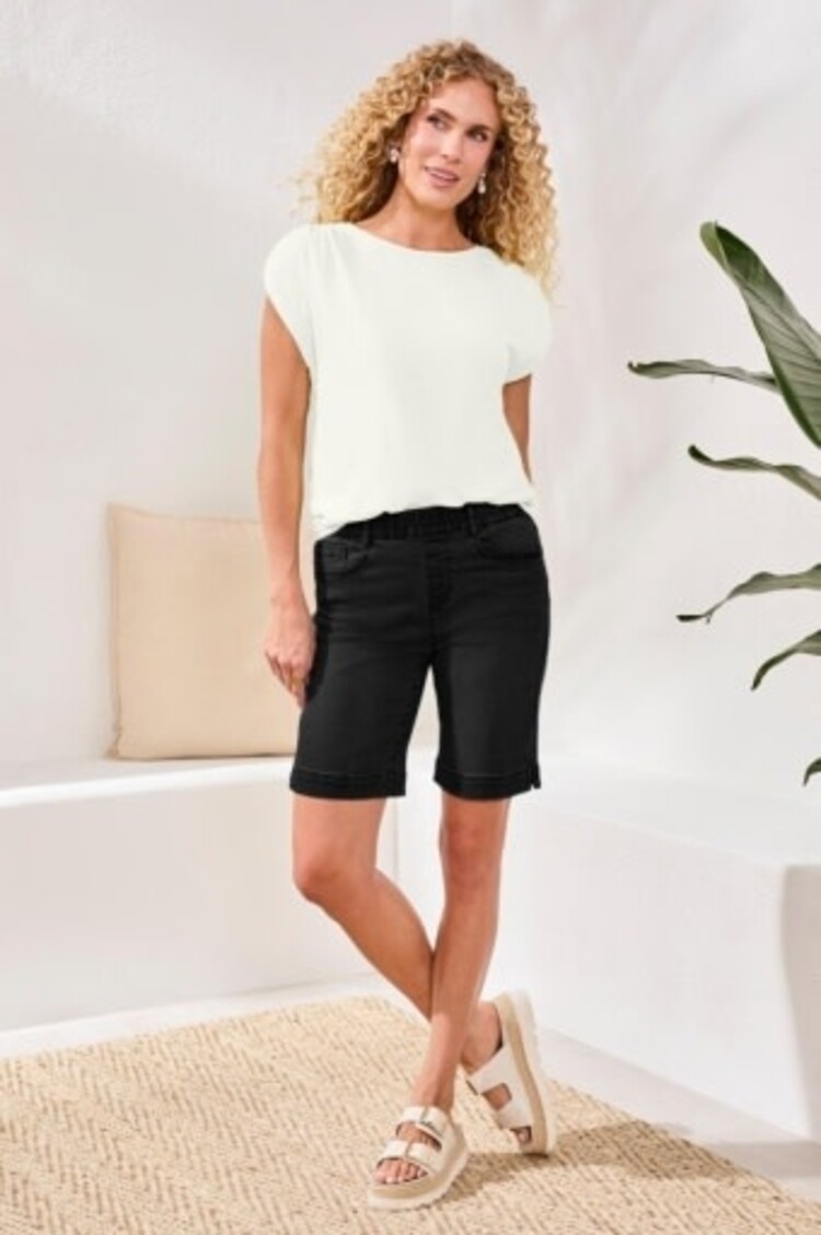 Tribal Tribal Audrey Pull On Wide Bermuda Jean Shorts 5709O