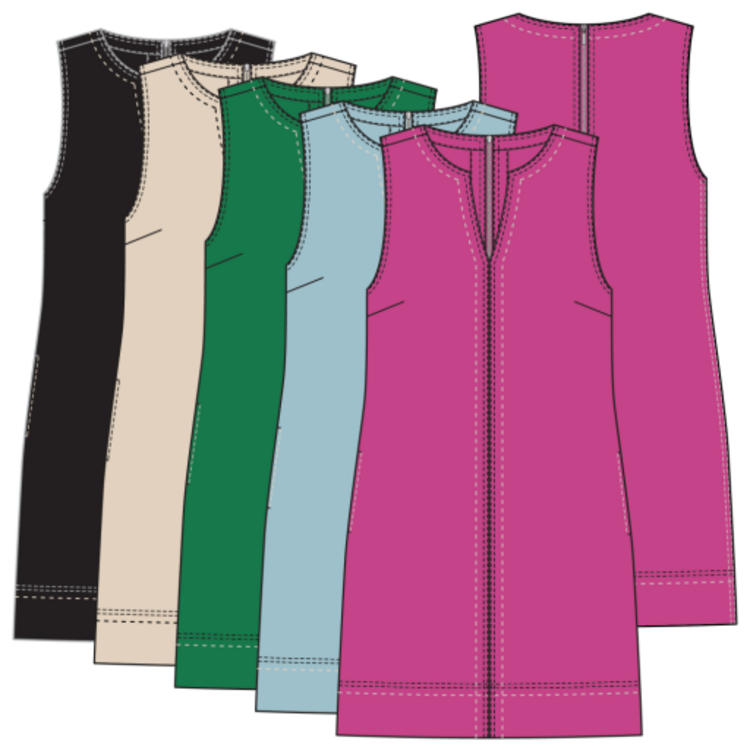 Tribal Tribal Sleeveless Dress W/ Saddle Stitch Detail 3076O
